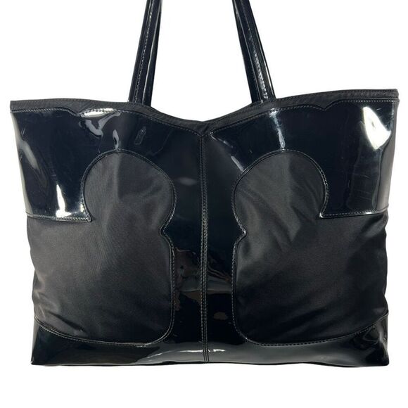 Tory Burch Black Patent Leather & Nylon Ella Tote Bag - Picture 2 of 12